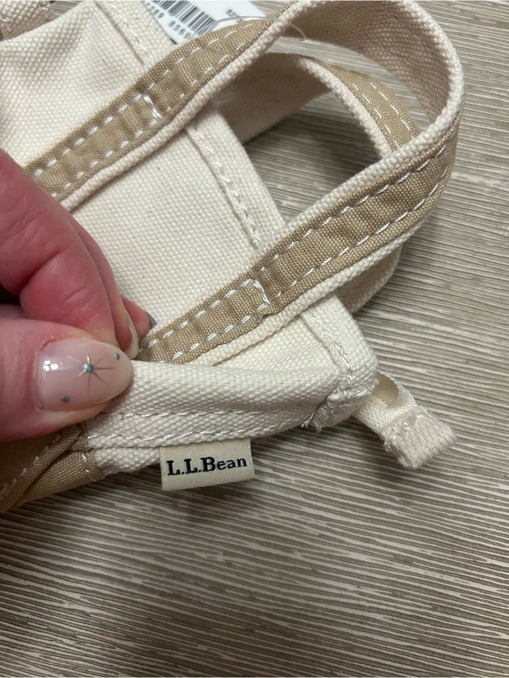 L.L.Bean Canvas Micro Boat and Tote Bag in Cream & Tan - Picture 2 of 7